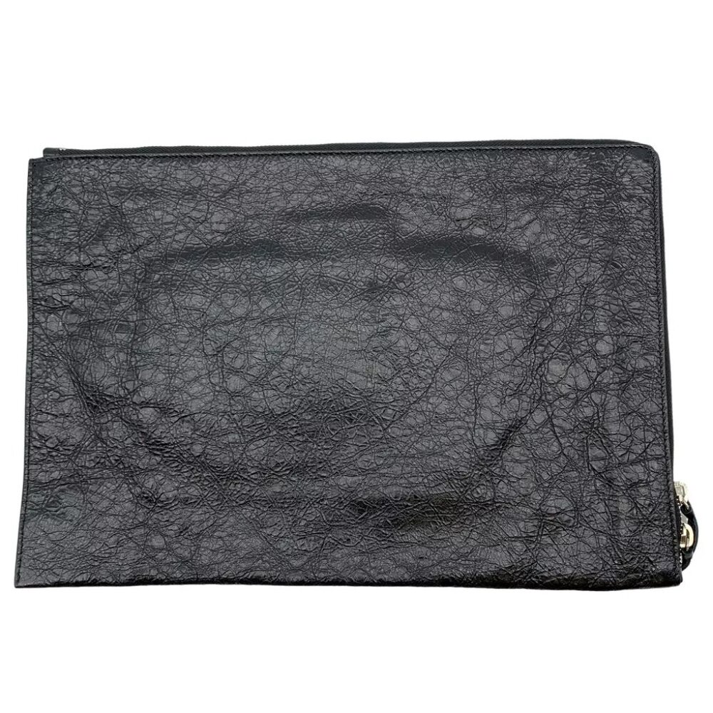 BALENCIAGA Classic Pouch Clutch Bag Black Leather - Picture 3 of 12